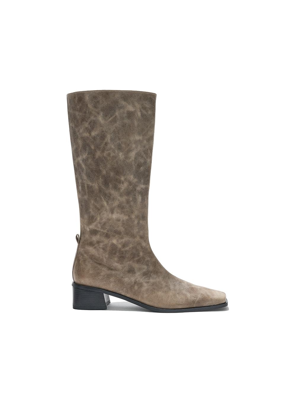 [WOMEN] SLIM SQUARE TOE MIDI BOOTS_ECRU