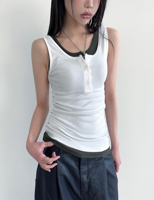 rayon button layered sleeveless