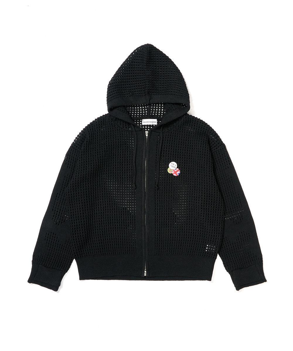 [SCHISMINDUCING] CROSS MESH ZIP HOODIE BLACK