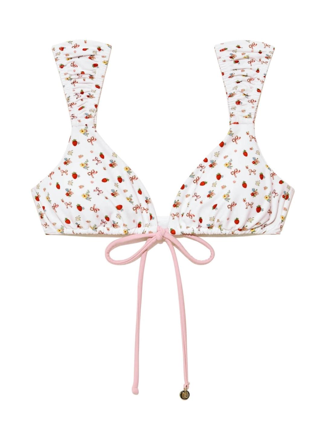 HUGGING BIKINI TOP (STRAWBERRY BOW)