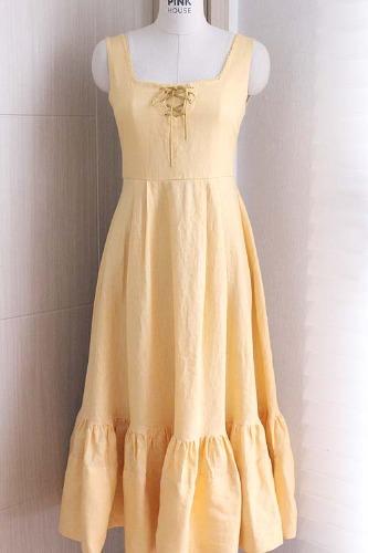 Lily Brown 린넨레이스업원피스