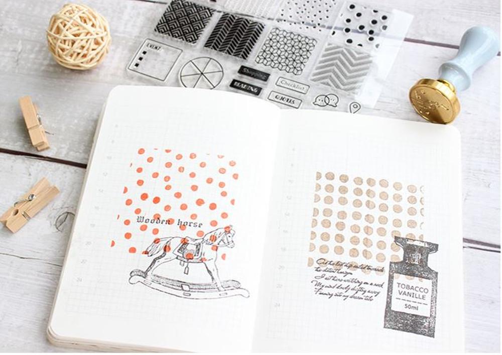 mark 꽃 클립 여행 이정 알파벳 21종 클리어 스탬프 스템프