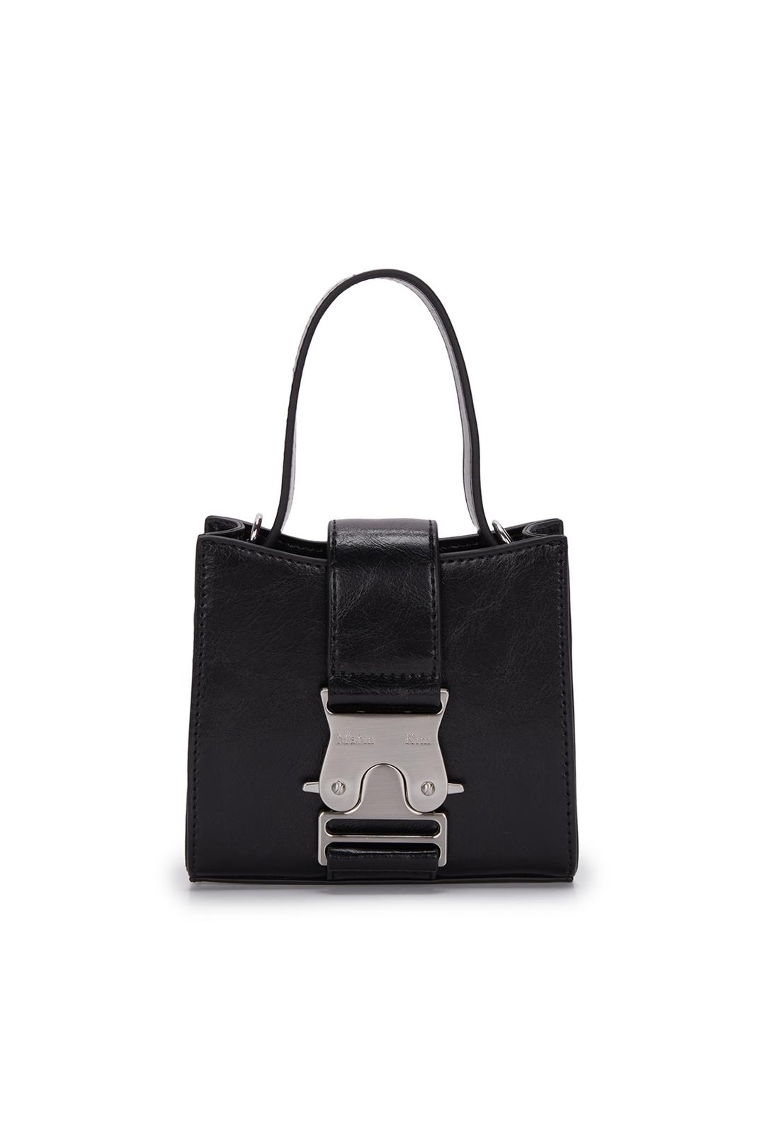 SQUARE MINI LEATHER BUCKLE BAG IN BLACK