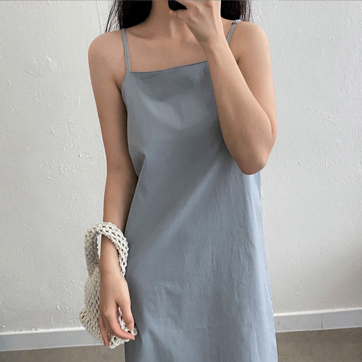 맥시 스퀘어 나시 원피스 -2color