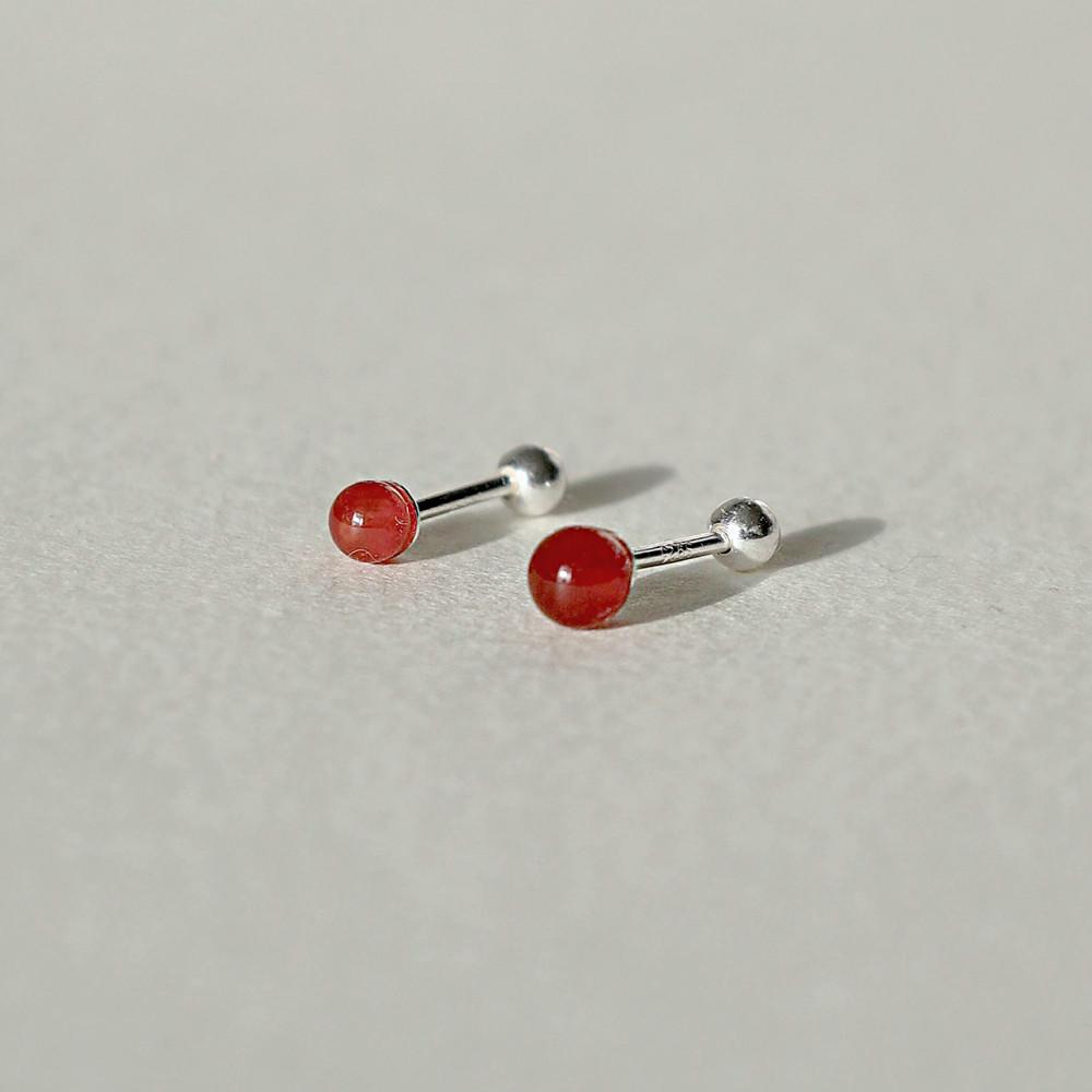 [silver925] 쁘띠 앵두알 4mm/3mm 실버925 미니 레드 오닉스 피어싱