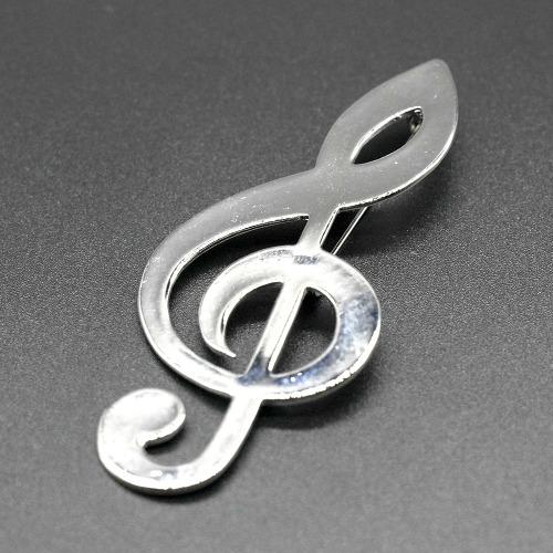 은색 높은음자리 대형 금속 뱃지 브로치