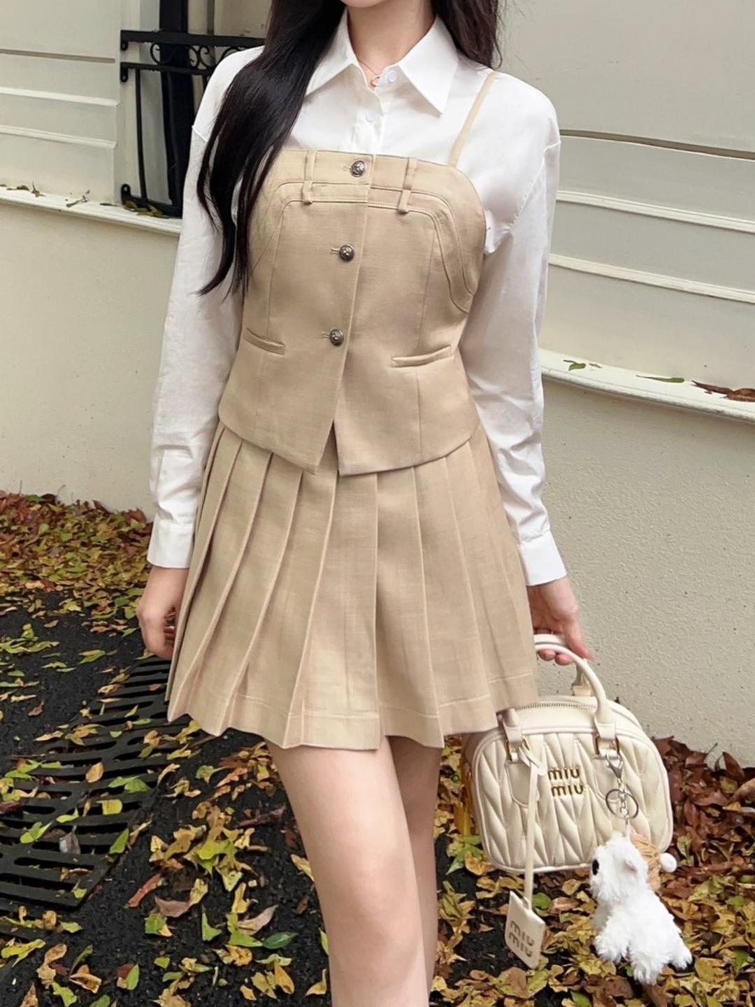 (2color) 스쿨 레이어드 셔츠 투피스 셋업