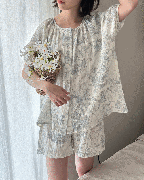 팔레트 요루면 반팔 파자마 set - 루즈핏