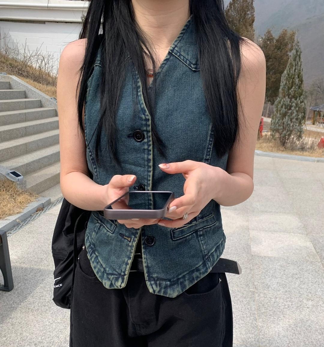 제스티 제스티 데님 나시 베스트 y2k 빈티지 긱시크 조끼