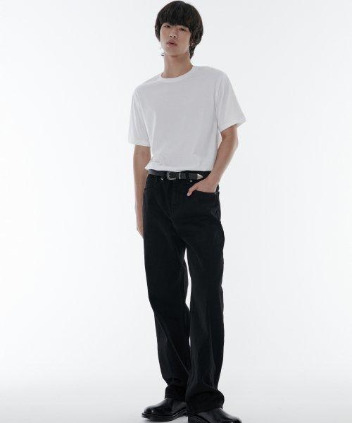 루즈 스트레이트 데님 팬츠 [블랙]