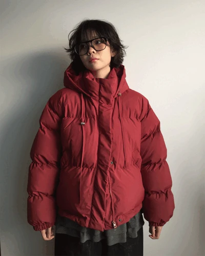 리얼매트 하이넥 후드 패딩 (2color)