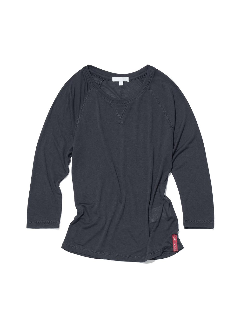 [WOMEN] PWC SHEER RAGLAN THREE-QUARTER SLEEVE TEE_CHARCOAL