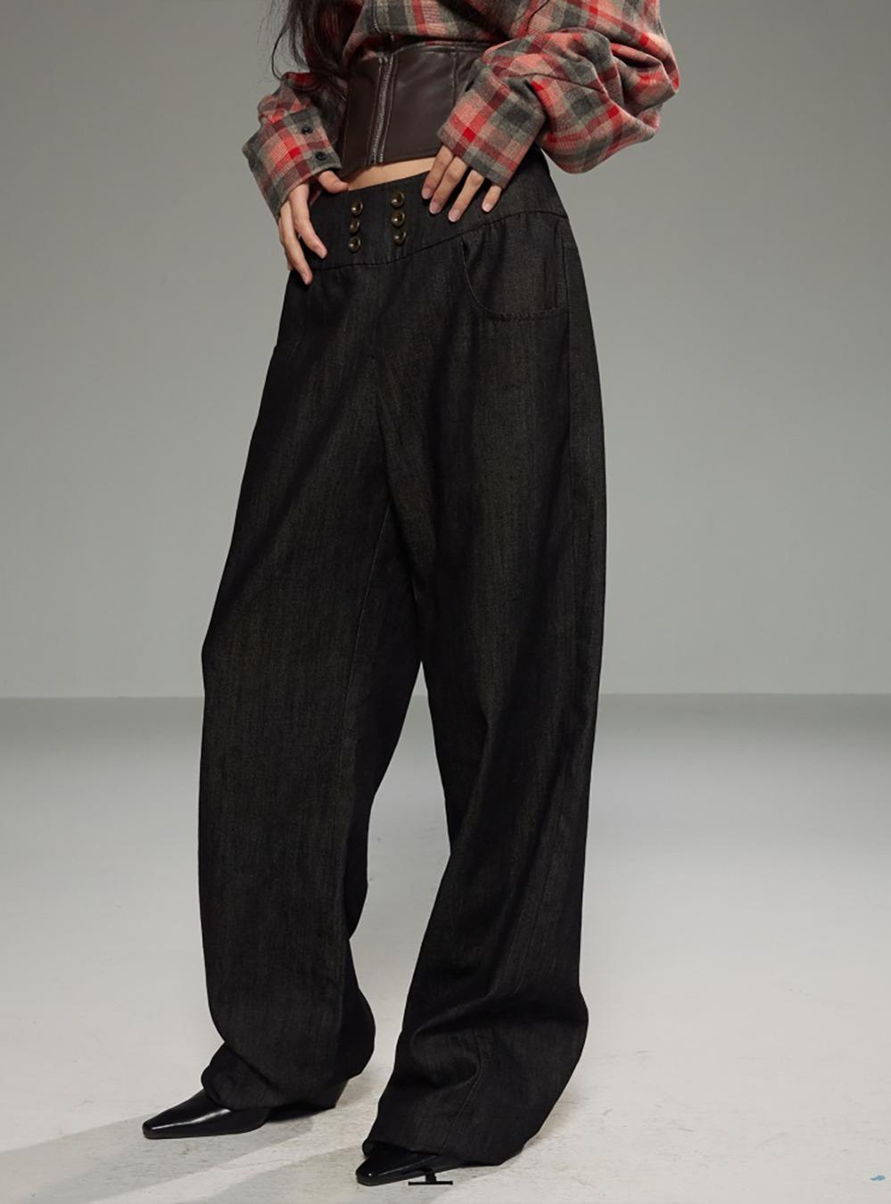 Button Straight Leg Women'S Jeans