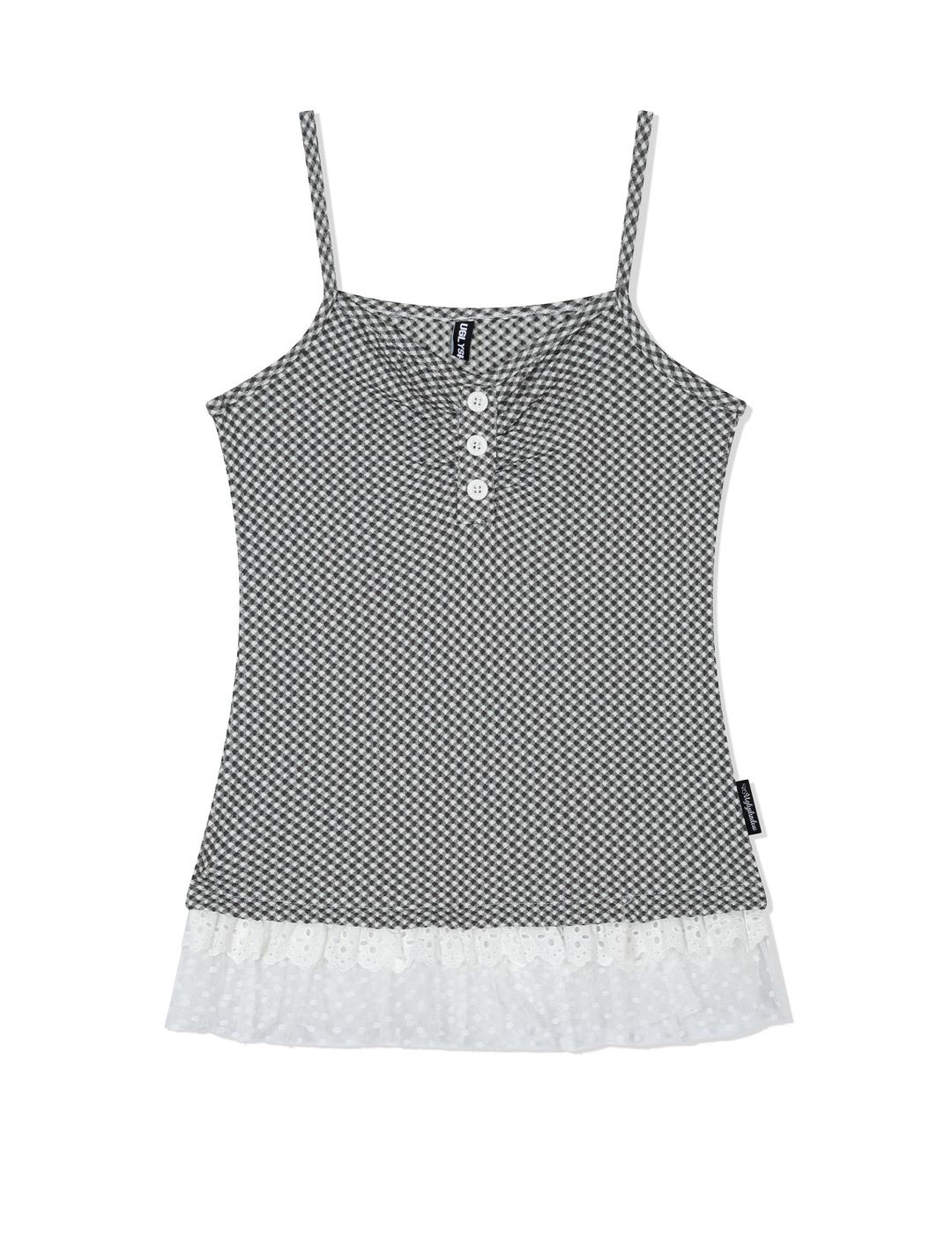 CHECKERED LACE SLEEVELESS(CHARCOAL)