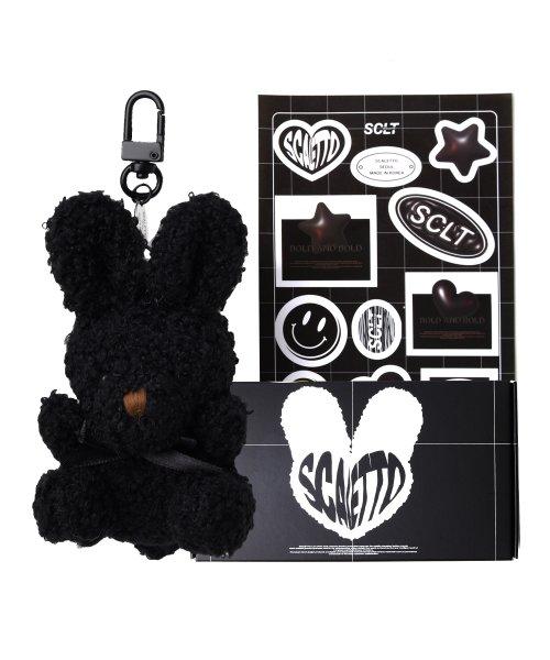 CKE604 Black Ribbon Bookle Rabbit Key Ring