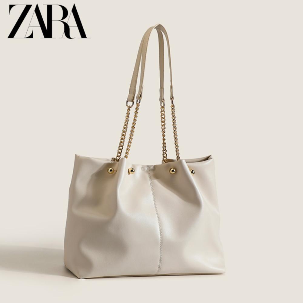 ZARA 자라 여성 가방 소프트 가죽 대용량 보부상 토트백 고급스러운 대학생 레슨 심플 체인 숄더백 쇼퍼백