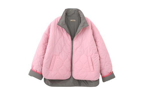 핑크/그레이 리버서블 주아 라이트 아우터