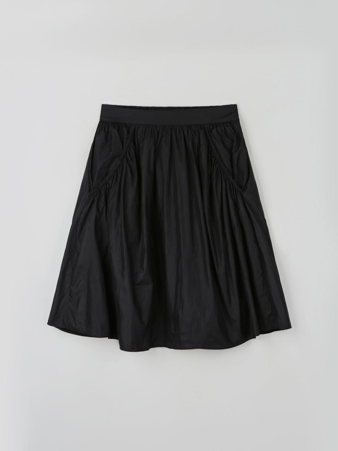 MADE 소프트 셔링 포켓 미들 스커트 - BLACK