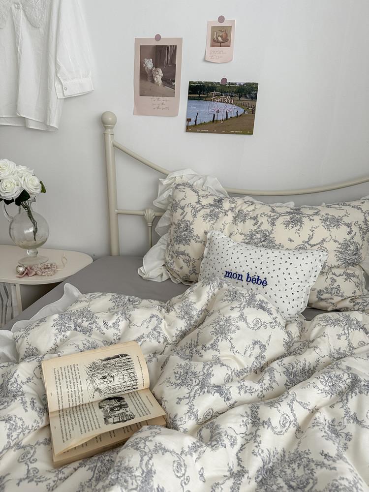 페르지아 플라워 레이스 여름 차렵이불 가벼운 간절기 이불 베개 그레이 침구세트