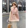 Korean Wonyoung Soft Girl Aesthetic Coquette Dollette Pink Shearling Coat - M