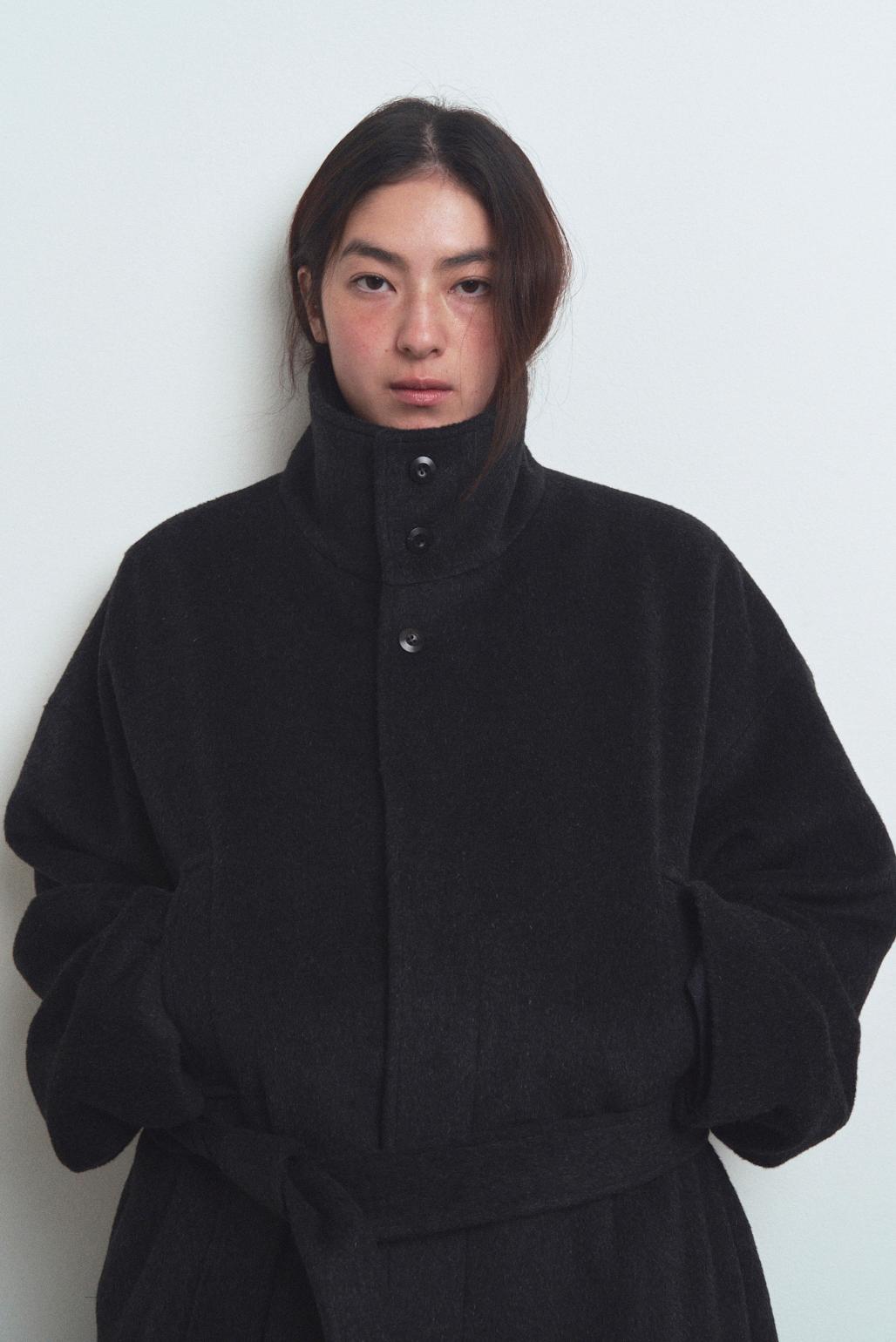 HAIRY WOOL COAT (CHARCOAL)