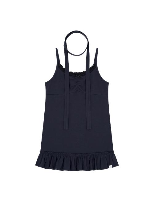 SCARF FRILL SLEEVELESS [NAVY]