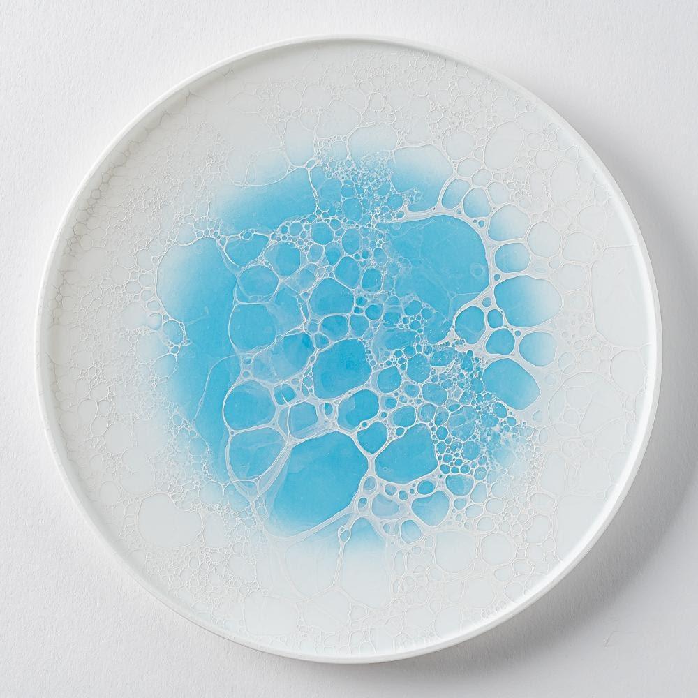 아리타 Yamahei Awa 시리즈 Round Rim Plate Blue 21㎝ 파도 접시