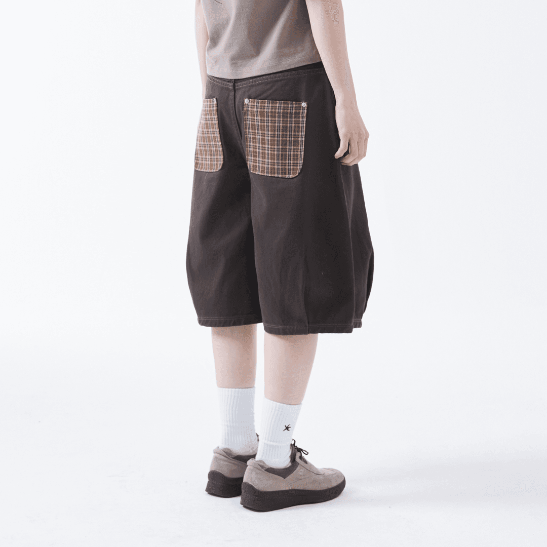 TCM check pocket half pants (charcoal)