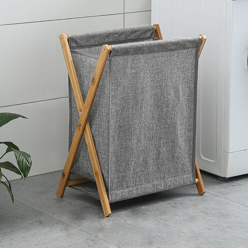 리코프 원목 린넨 접이식 빨래 세탁 바구니 중형