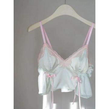 패드 섹시 파자마 여성 여름 2024 신상 아이스 실크 나시 반바지 홈웨어 세트 순욕풍