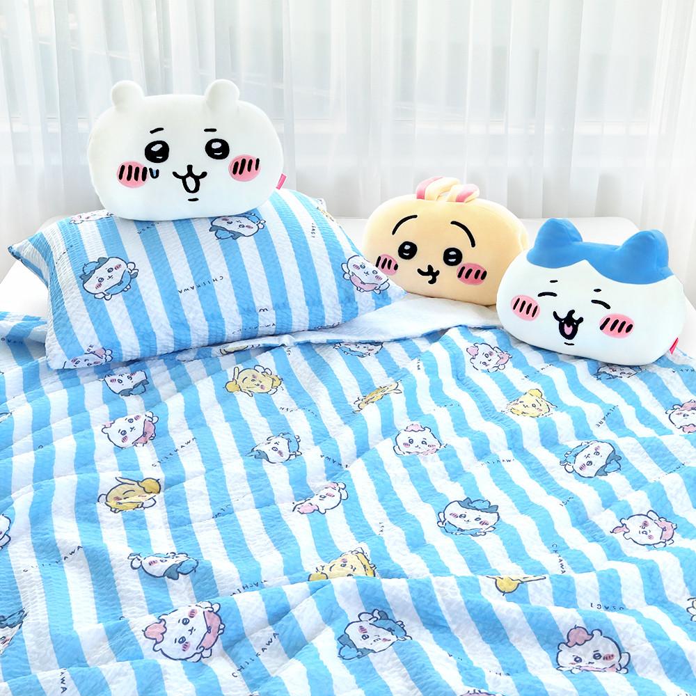 먼작귀 시어서커 차렵이불 베개커버 침구세트 치이카와 시원한 스트라이프 여름침구 시어서커원단 부드러운 포근한 냉방병방지 여름필수템