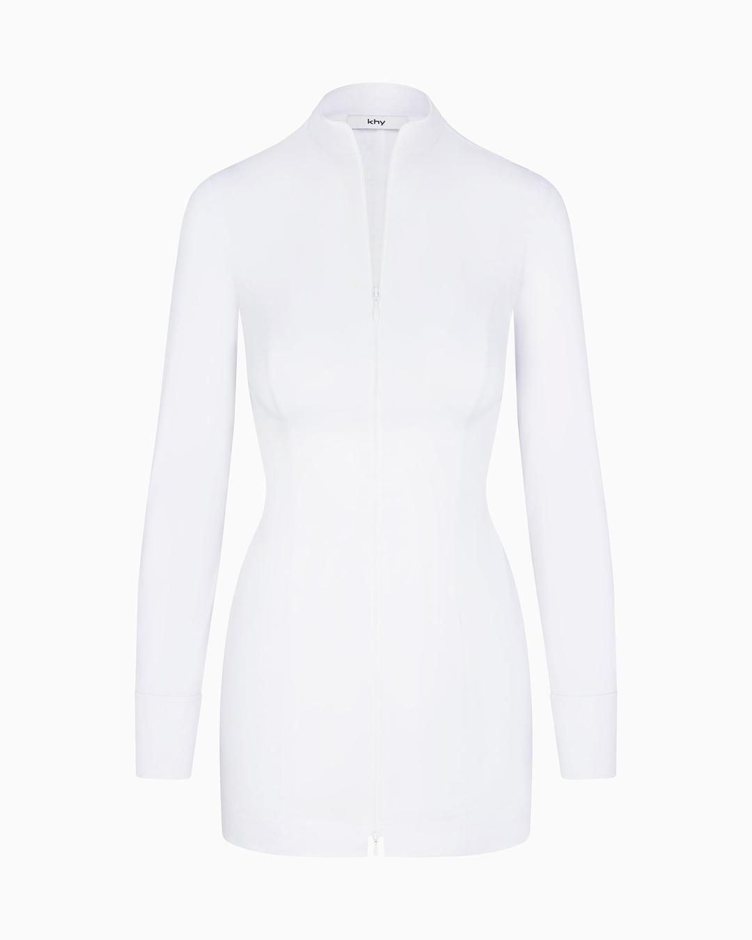 Poplin Zip Mini Dress | White - 00