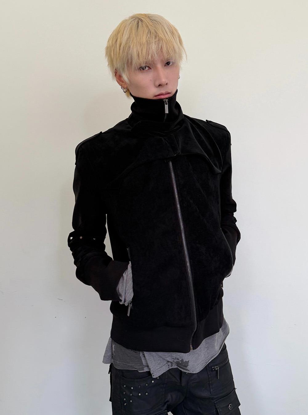 Stand Collar Suede Zip Jacket