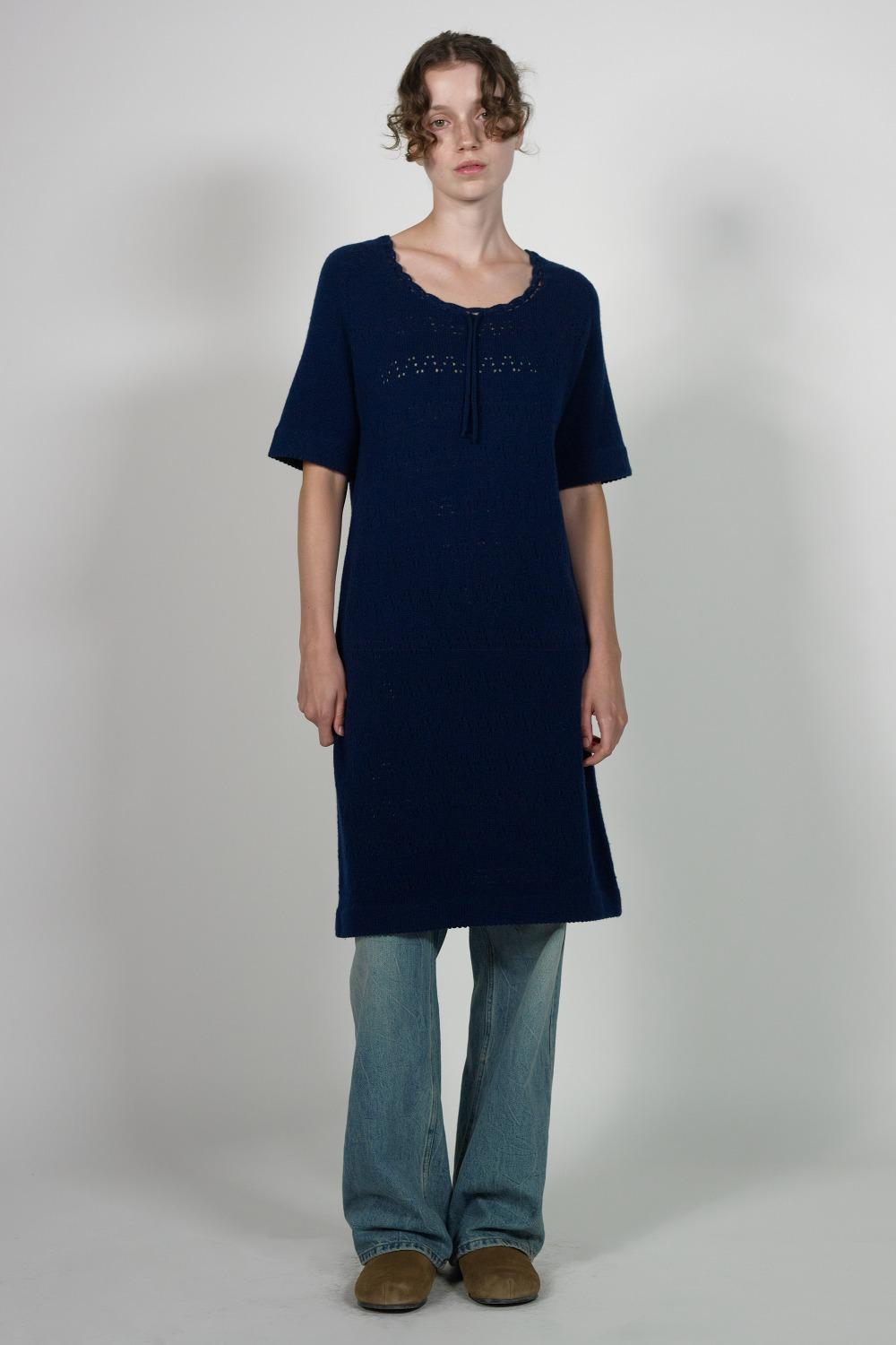 Via Glenn wool knit onepiece (Navy)