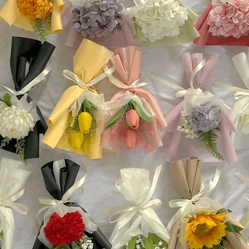 졸업식 기념일 화이트데이 어버이날 조화 미니 꽃다발 납골당꽃 장미 카네이션 꽃한송이 포장