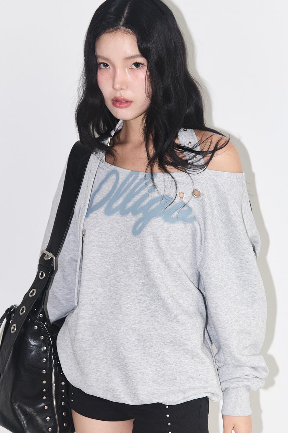 [09/12 예약발송] 129 버클 오프숄더 맨투맨 멜란지