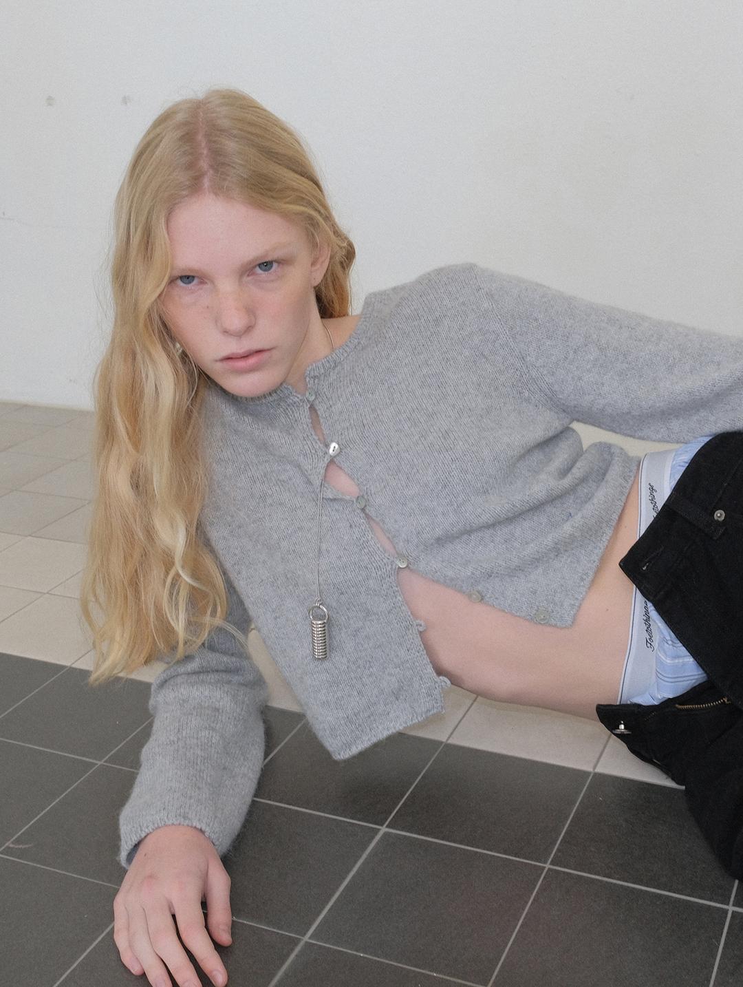 [3rd] The love alpaca cardigan - light grey