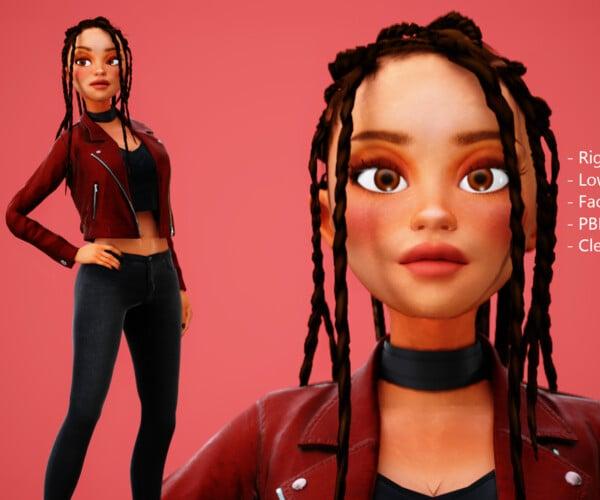 ArtStation - Cartoon Girl Woman rigged Character 3d model | Resources