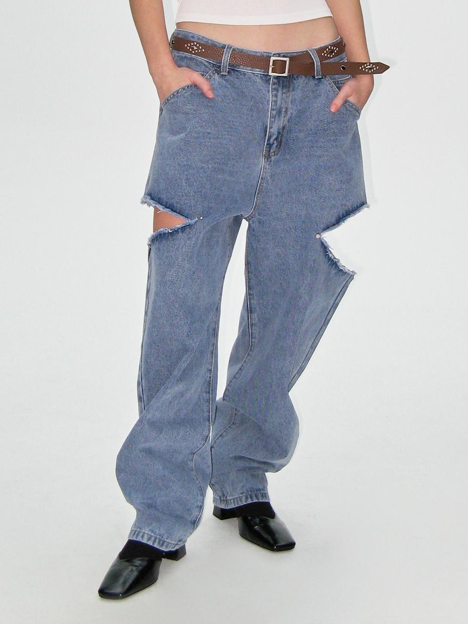 [PLZPROJECT]SIDE CUT DENIM, MEDIUM BLUE