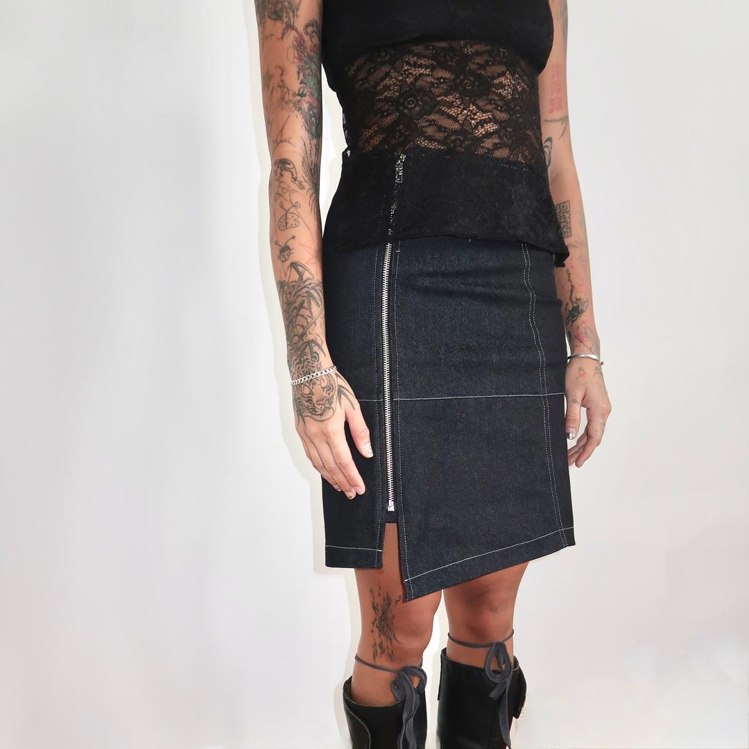 Denim Midi Skirt - 4