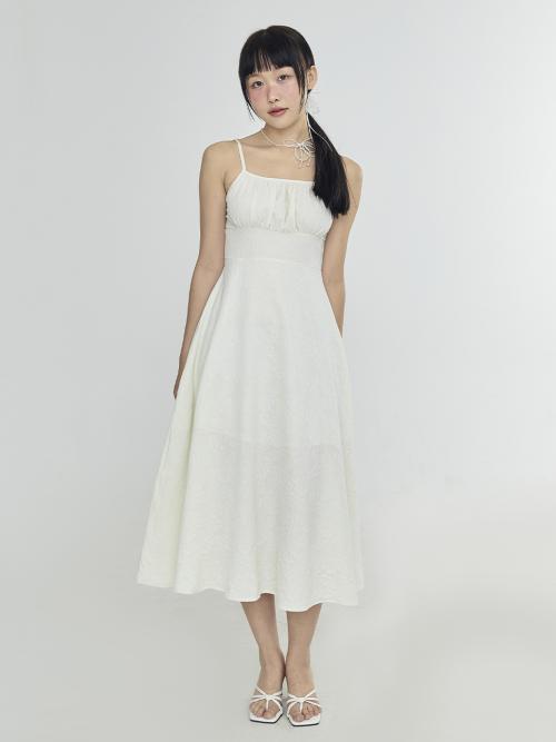 플라워 롱 원피스 - 크림