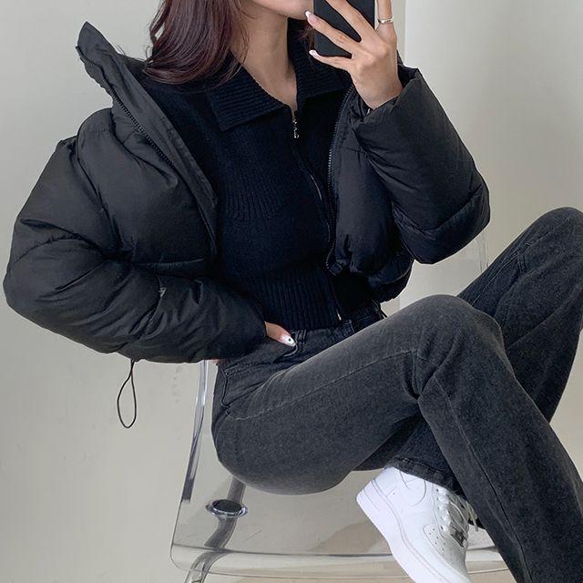 (데일리템/강추) 겨울 빵빵 스트링 숏패딩_프롬디