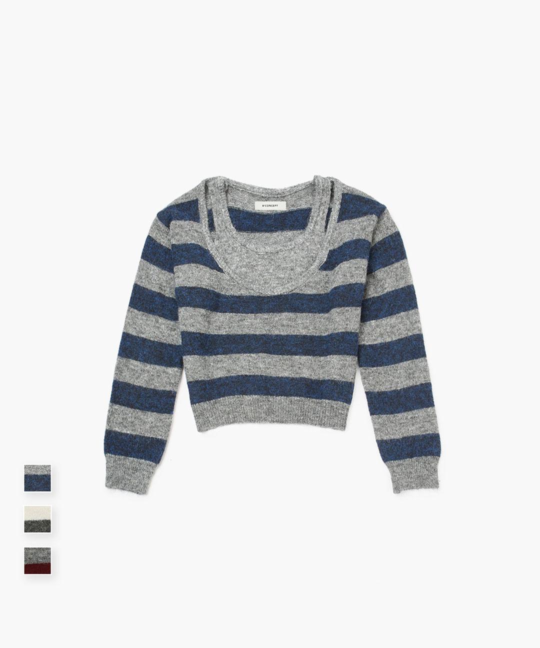 에잇컨셉 [에잇컨셉] 루나 레이어드 단가라 니트 (3color)