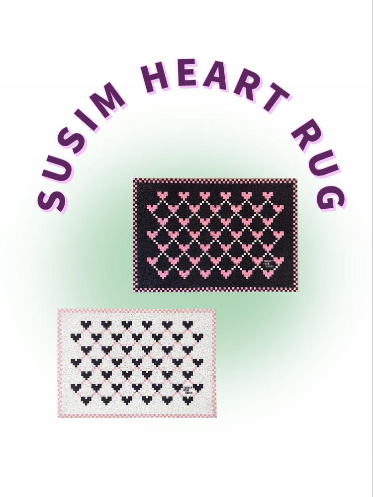 수심 Heart Square Rug 하트 사각 러그 유니크 Y2K 감성 핑크 현관 포인트