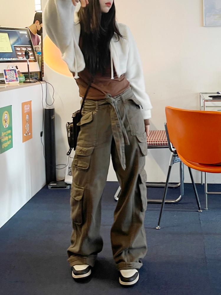 [히니츠키] Y2K 로우웨이스트 디테일 카고팬츠