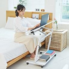 바퀴달린 각도 이동식 간이 쇼파 테이블 미니 침대용 책상 침대 위 높낮이조절 보조 원목