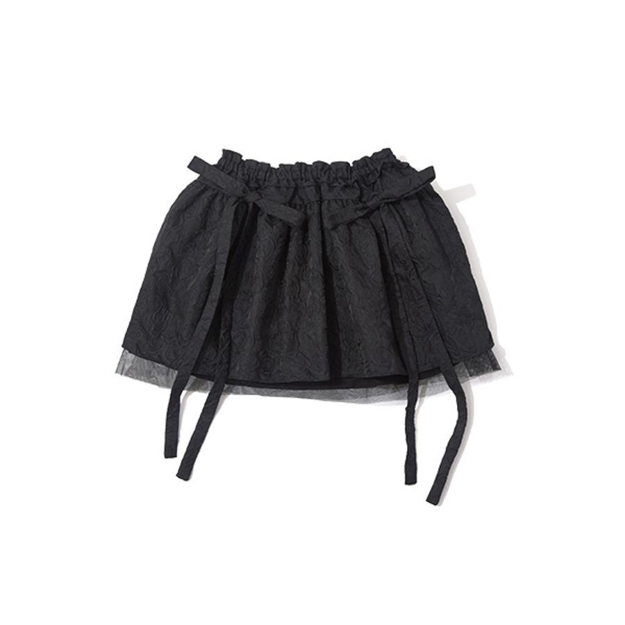 Rose Jacquard Volume Mini Skirt (black)