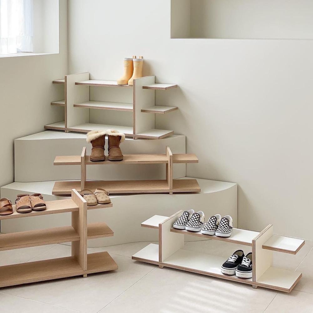 JD홈드레싱 2단 3단 화이트 우드 유아 어린이 현관 신발정리대 현관신발장