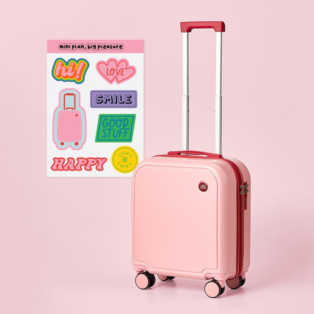 ON) minianimi. 캐롯 캐리어 18형 핑크레드 (기내용)+스티커 세트