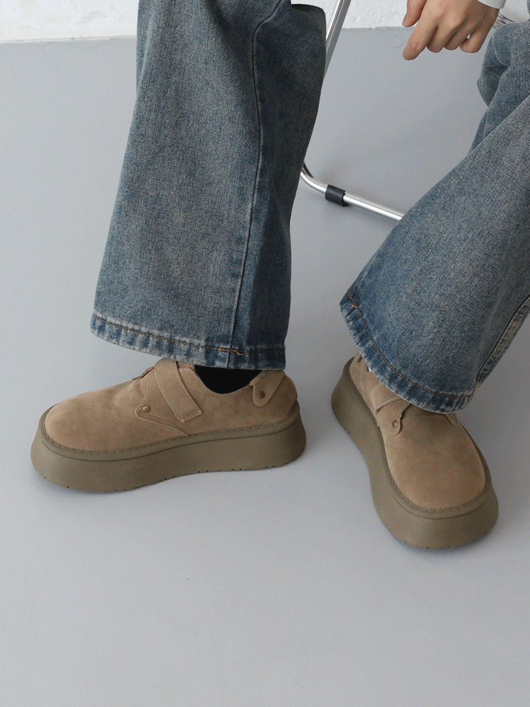 잇슈 데블라 둥근코 빈티지 데일리 누벅 버클 통굽 로퍼(3.8cm) 12051